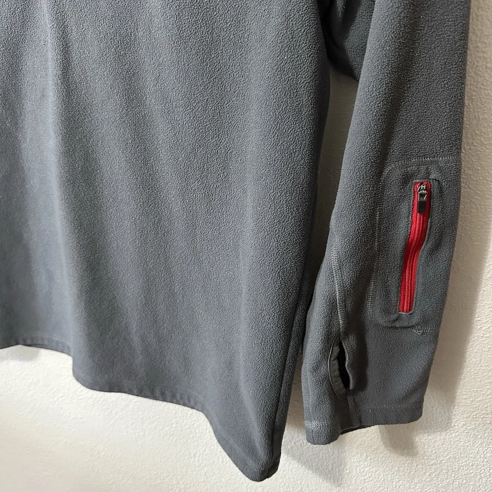The North Face Gray Red Logo Men's Size Large 1/4‎ Zip Fleece Pullover